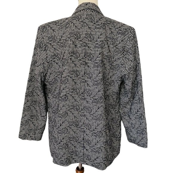 Vintage Women’s Size M/L Pure Wool Houndstooth Floral Boyfriend Blazer Jacket - Picture 3 of 12